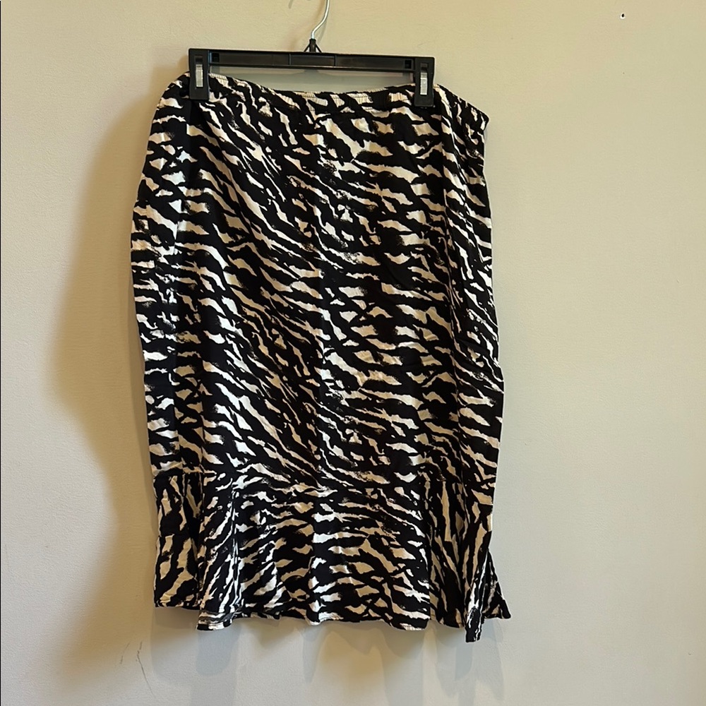 Sag Harbor Skirt‎ XL Black and White Ruched Pencil Midi Women's Work